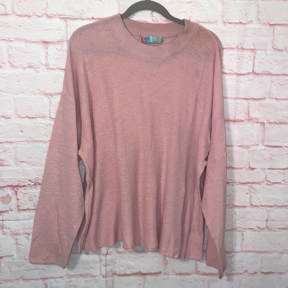 FREE PEOPLE BEACH medium pale pink knit crew neck